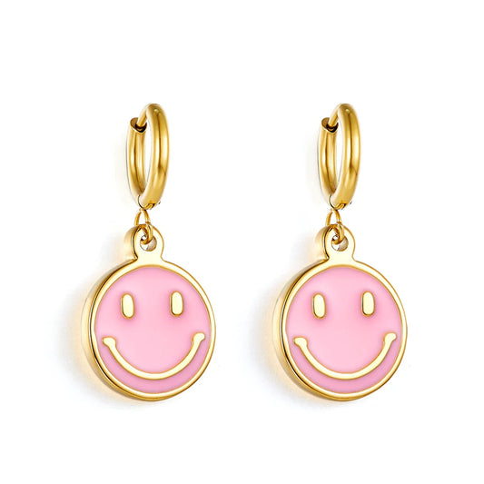 Hypoallergenic Bubblegum Smiley Face Earrings