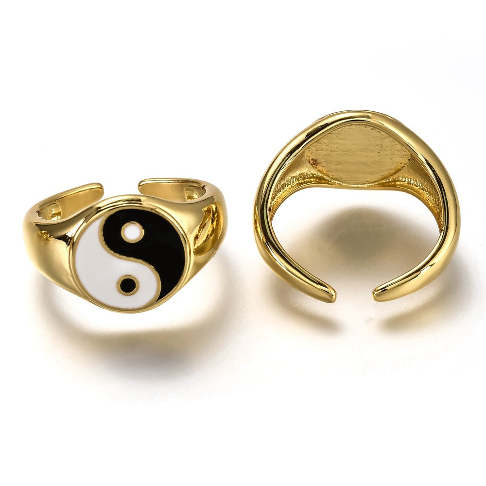 Midnight Black Ying Yang Ring