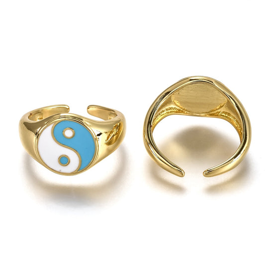 Electric Blue Ying Yang Ring